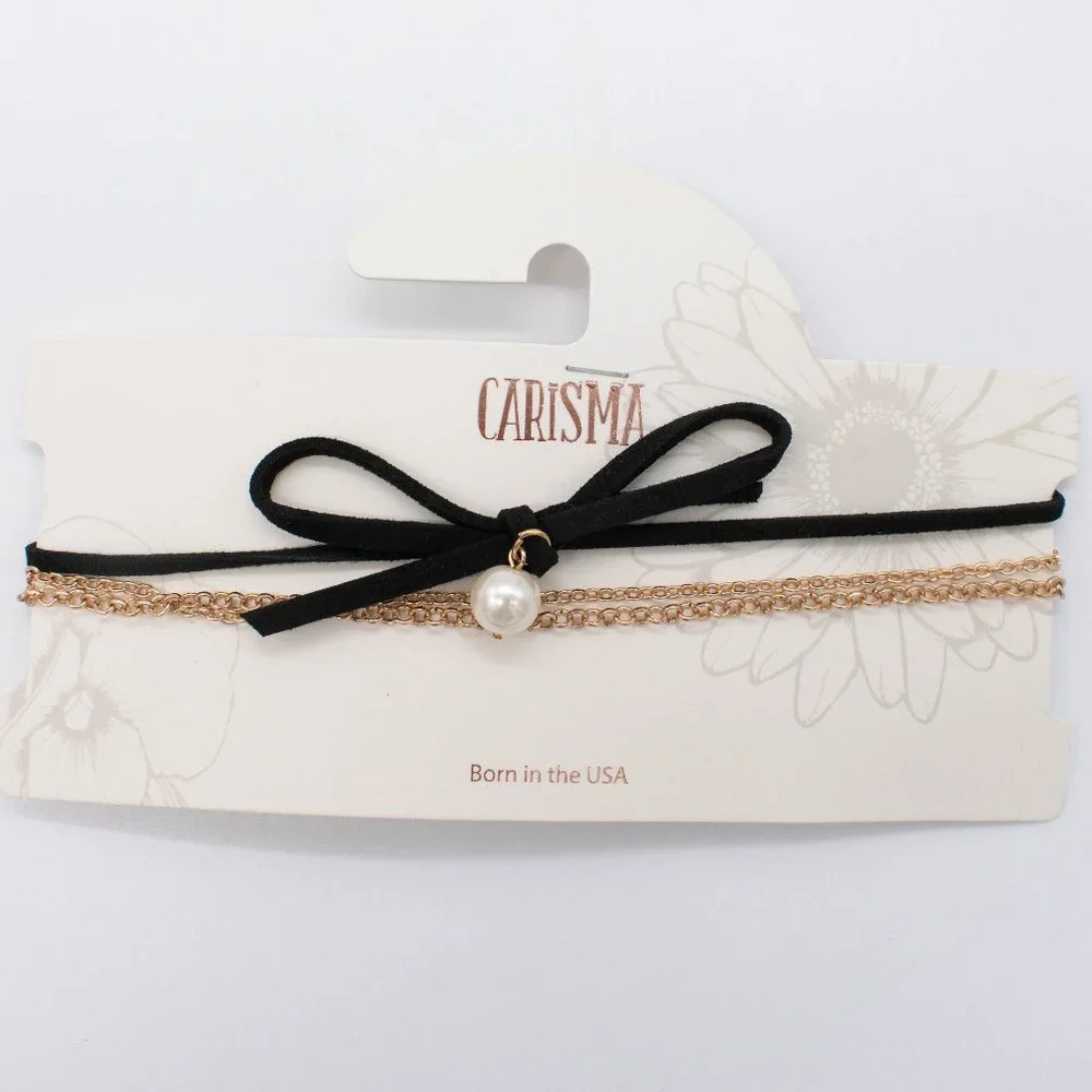 Carisma Women's Black and Gold Tone Chain Choker‎ Necklace